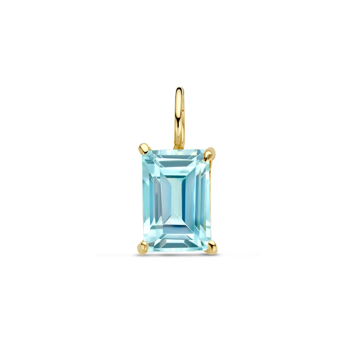 pendentif en topaze bleue avec monture en or jaune 14K.