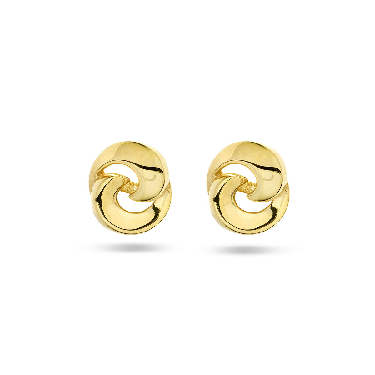 Boucles d'oreilles en or jaune 14K, avec un design ondulé et poli.