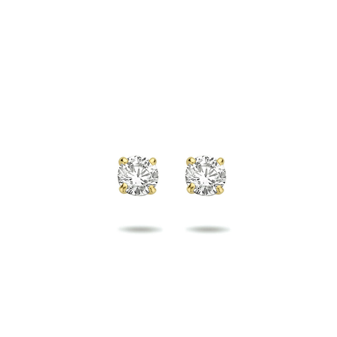 oorknoppen zirkonia 14K geelgoud