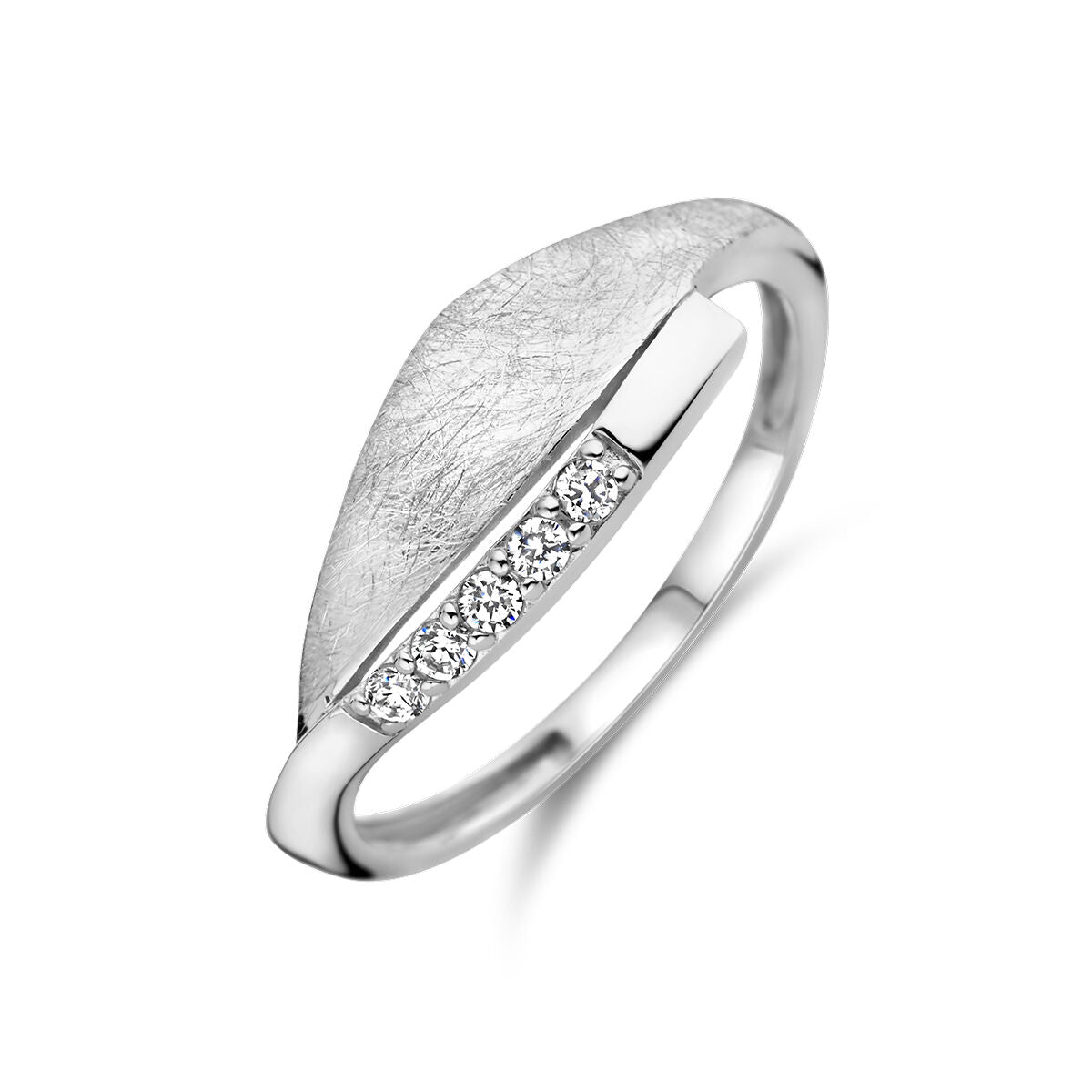 bague zircone rayée argent rhodié