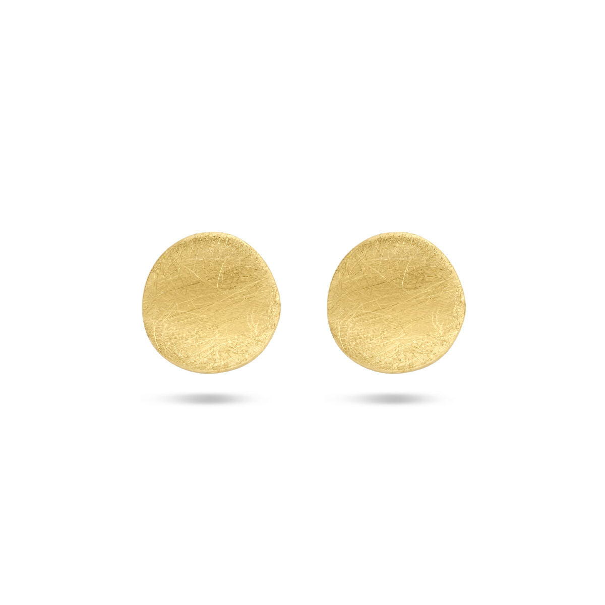 Boucles d'oreilles en or jaune 14K avec finition texturée ronde.