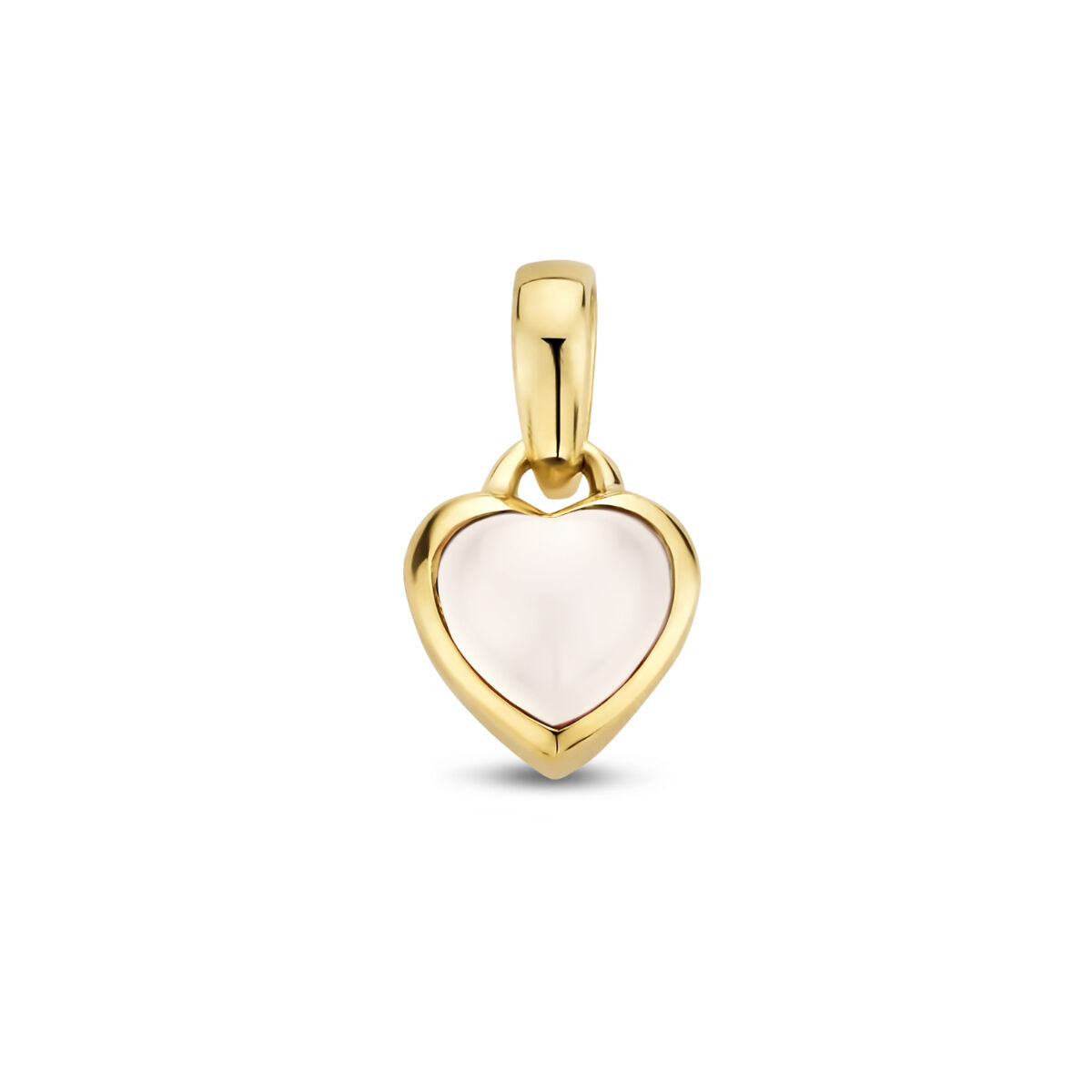 pendentif en forme de cœur en or jaune 14K avec une pierre de lune.