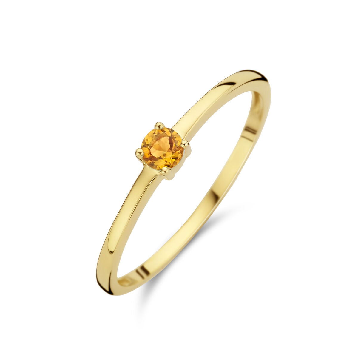 Bague en or jaune 14K avec une pierre de naissance en citrine.