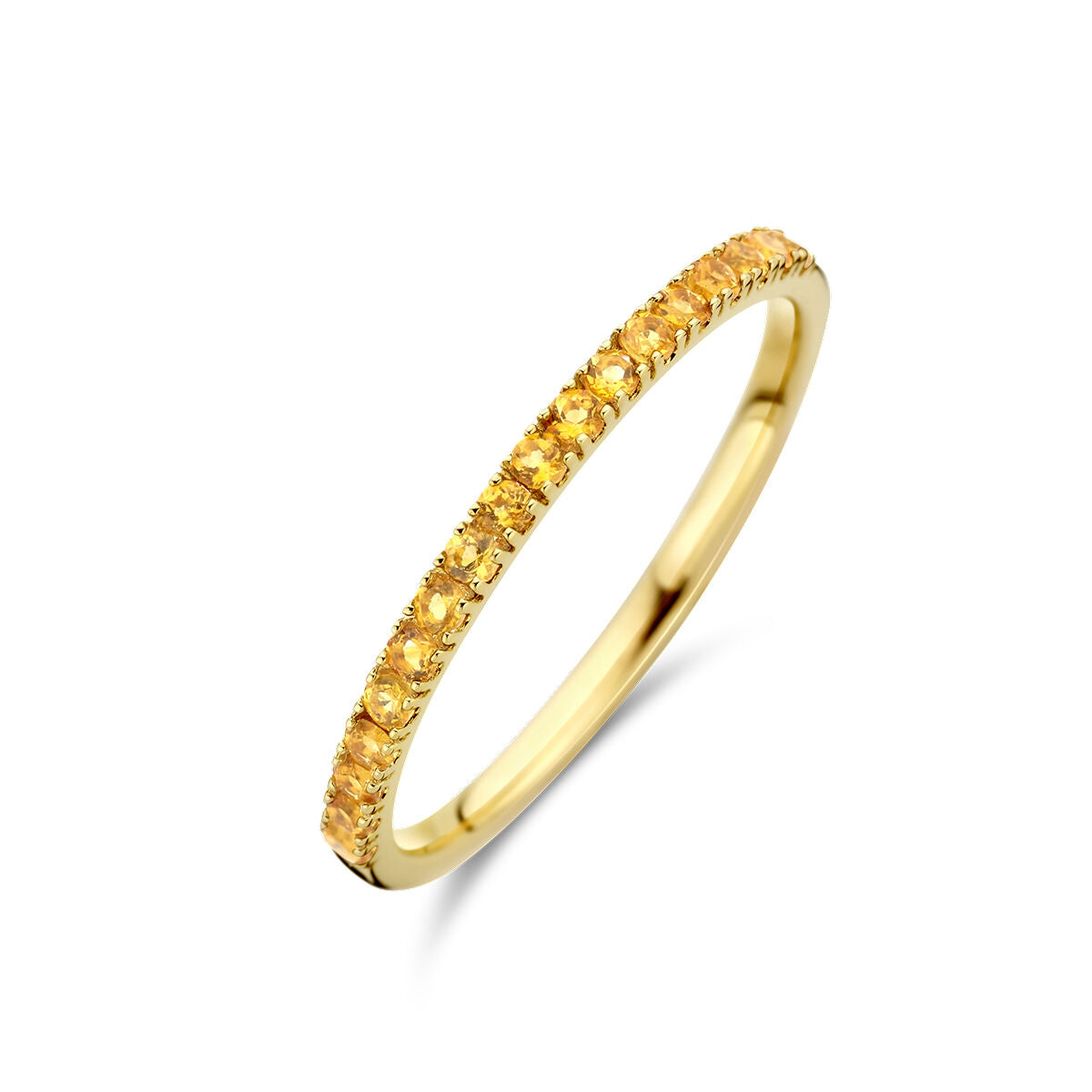 bague en or jaune 14K avec pierre de naissance en citrine, finition texturée