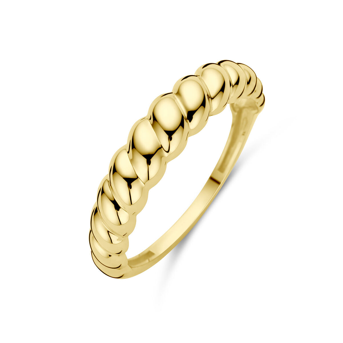 bague torsadée en or jaune 14K avec un design arrondi et brillant