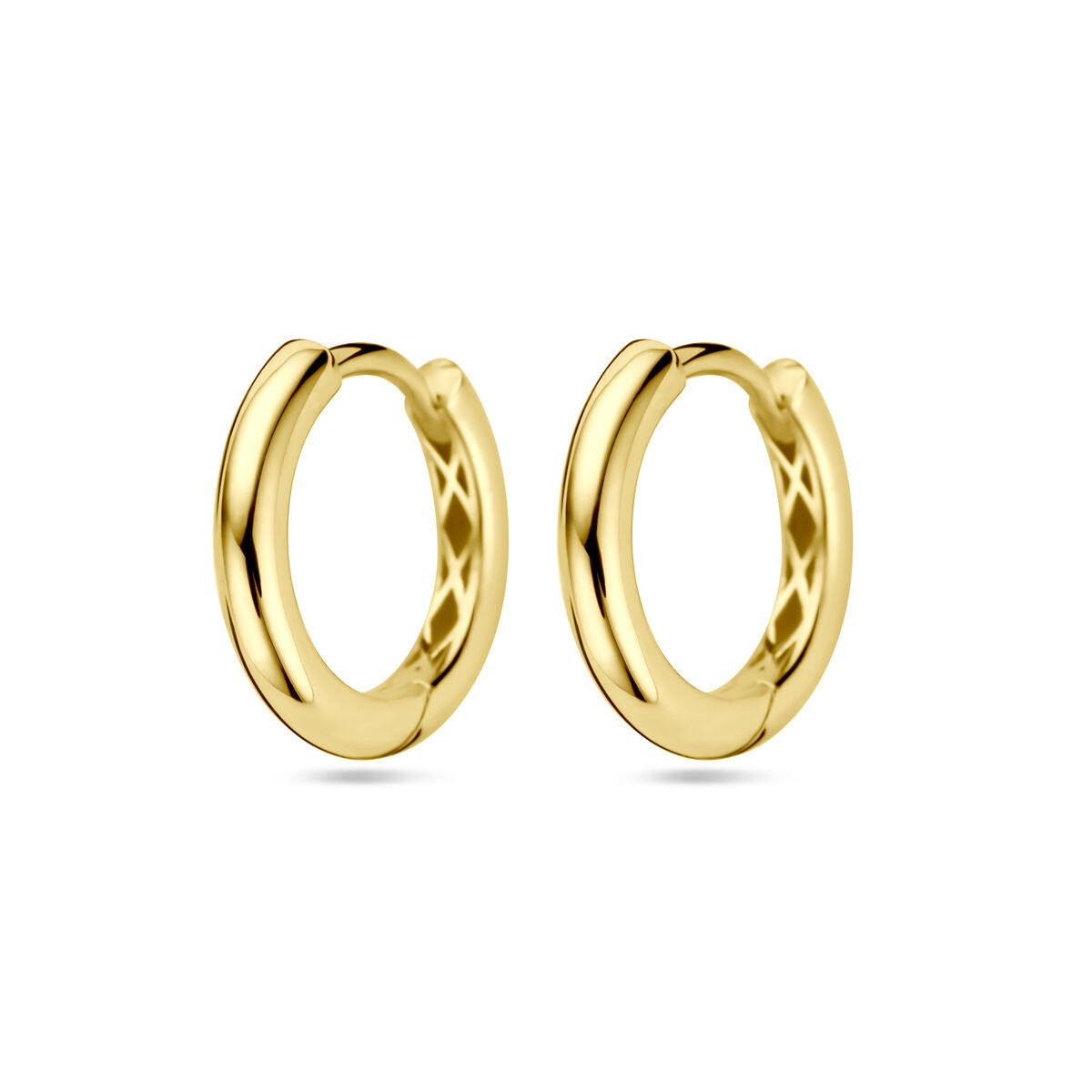 Boucles d'oreilles en or jaune 14K, de forme ronde et lisse.