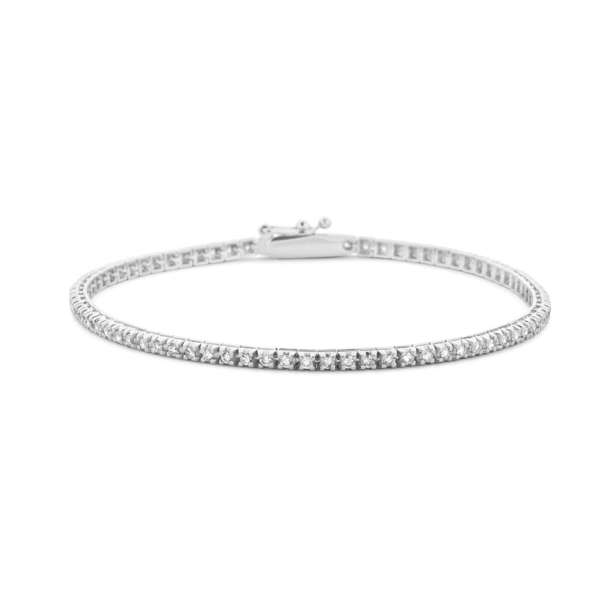 Bracelet en or blanc 14K avec diamants de 1,00 ct, largeur de 2,0 mm et longueur de 17,5 cm.