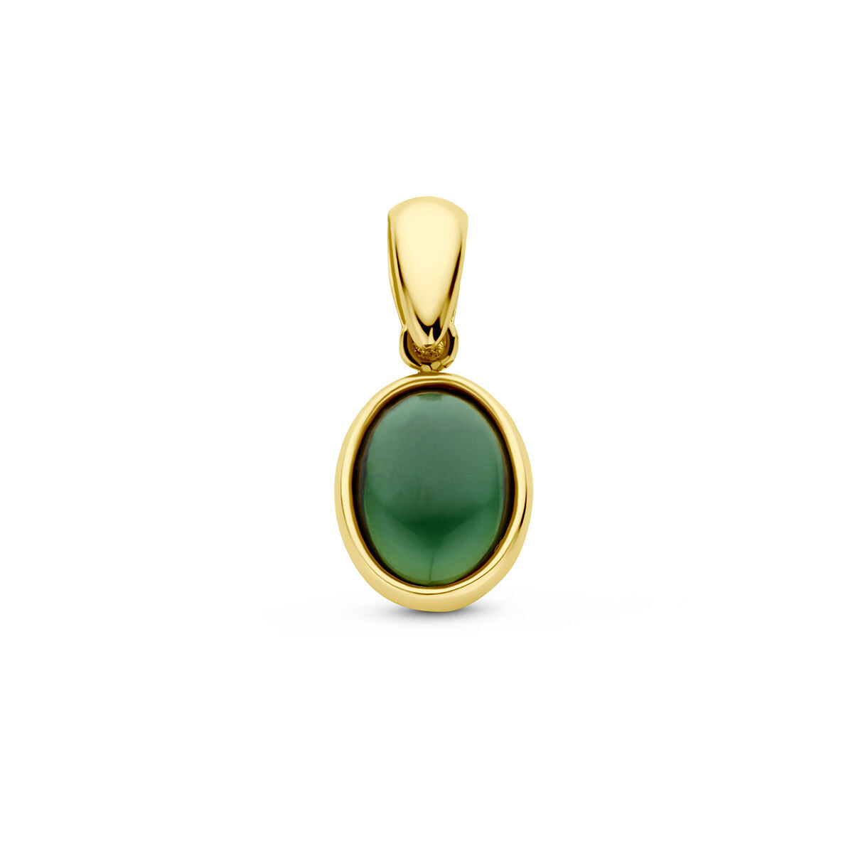 pendentif en or jaune 14K avec une pierre ovale en tourmaline verte.