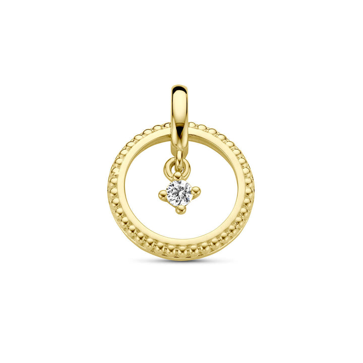 hanger cirkel diamant 0.06ct h si 14K geelgoud