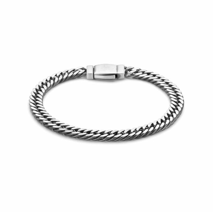 Zilveren armband heren gourmette 6,7 mm geoxideerd