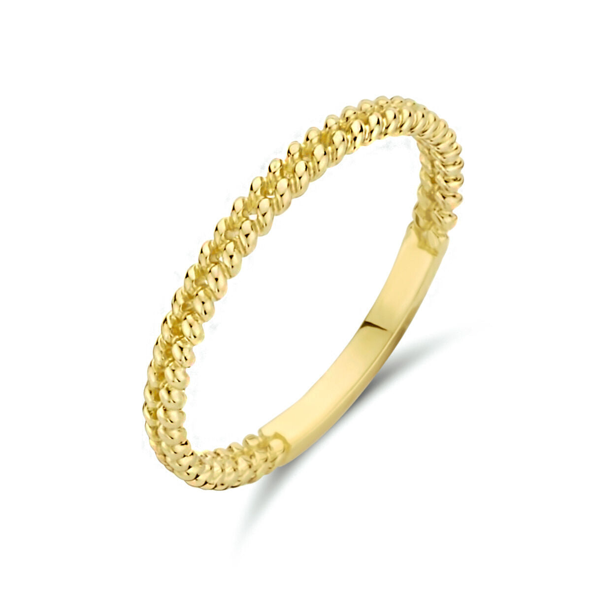 Bague en or jaune 14K avec un motif de maillons texturés.