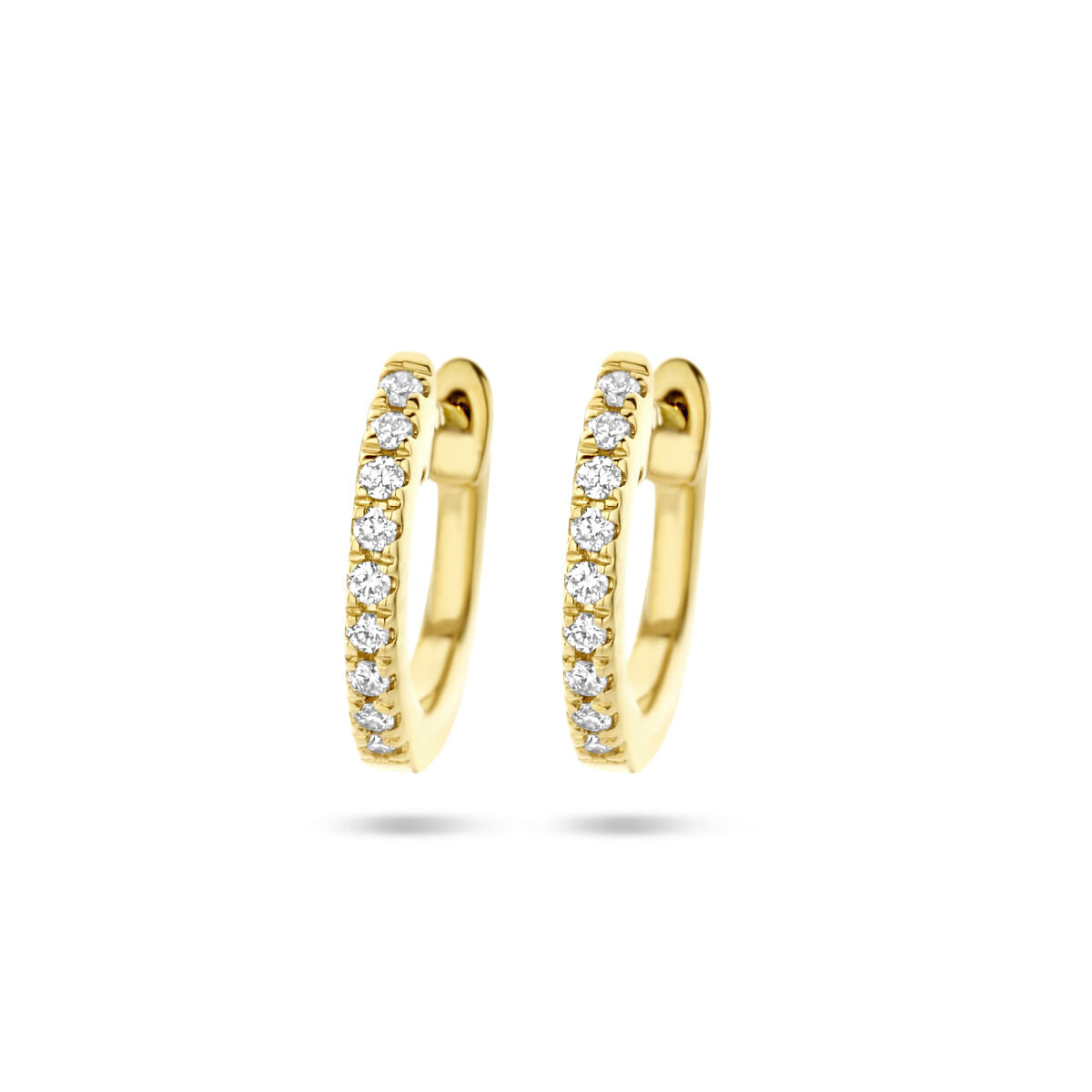 Boucles d'oreilles en or jaune 14K avec diamants de 0,06 ct (2x 0,03 ct).