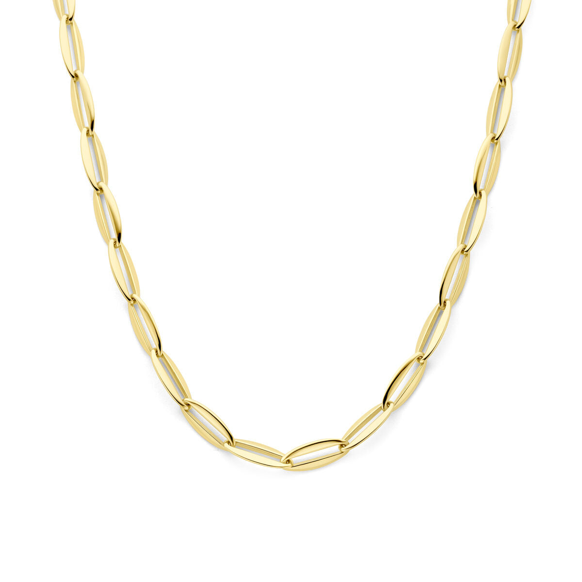 Collier en or jaune 14K avec maillons ancrés de 7,2 mm, longueur de 44,5 cm.