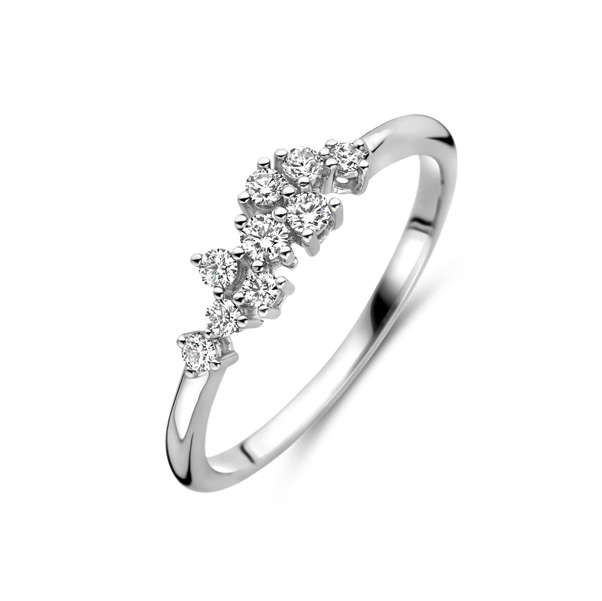 Bague en or blanc 14K ornée de diamants de 0,21 ct, avec un design délicat et brillant.