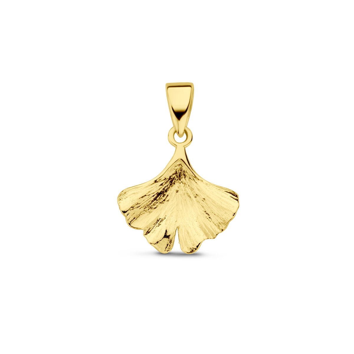 pendentif en forme de feuille de ginkgo en or jaune 14K.