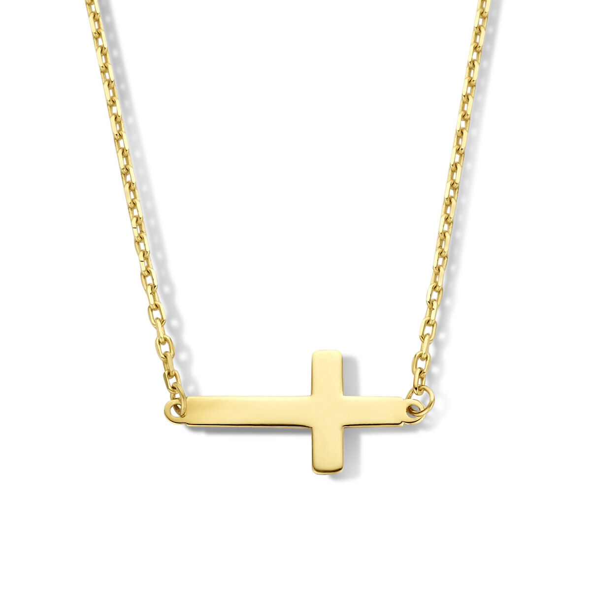 Collier en or 14K avec un pendentif en forme de croix.