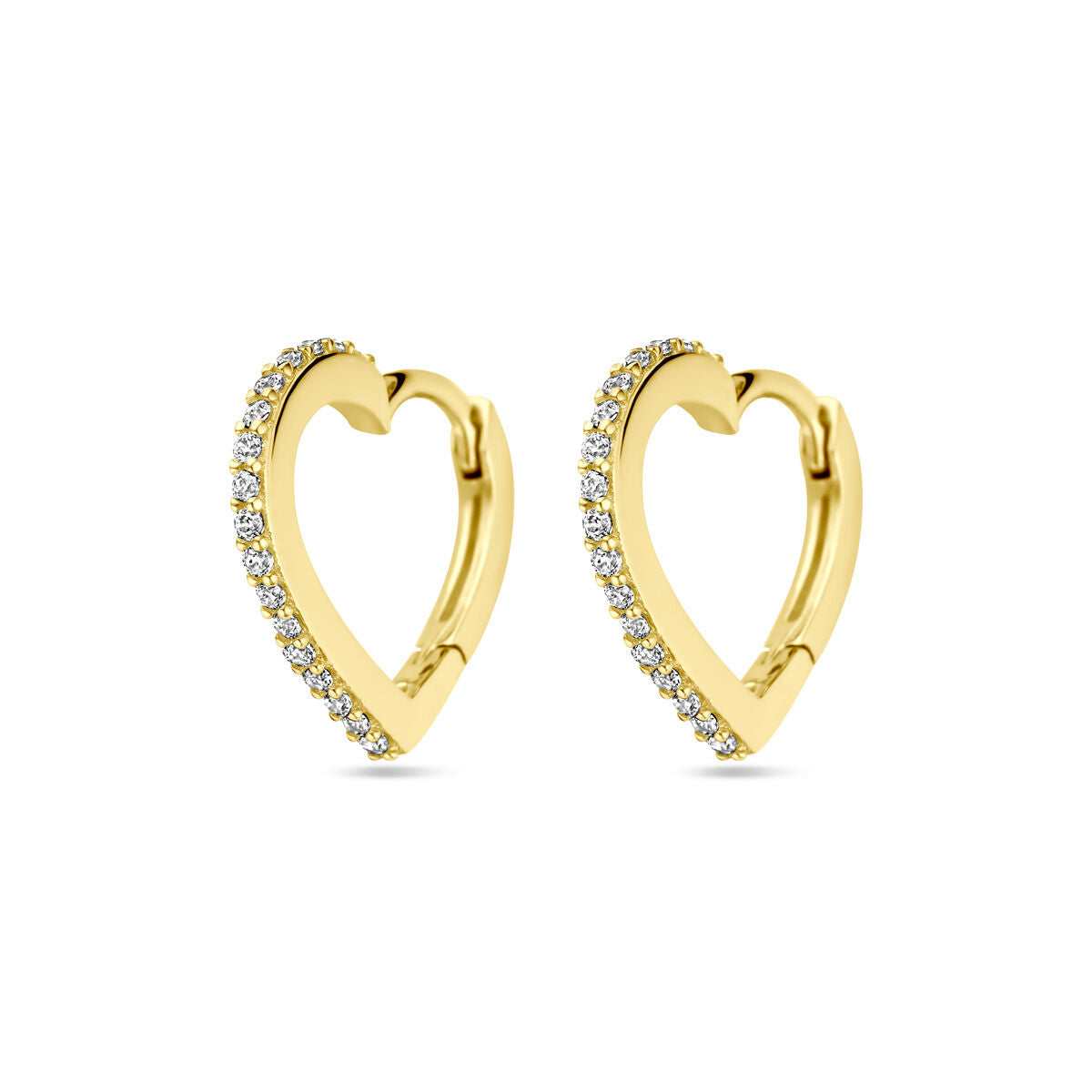 créoles en forme de cœur zircone 14K or jaune