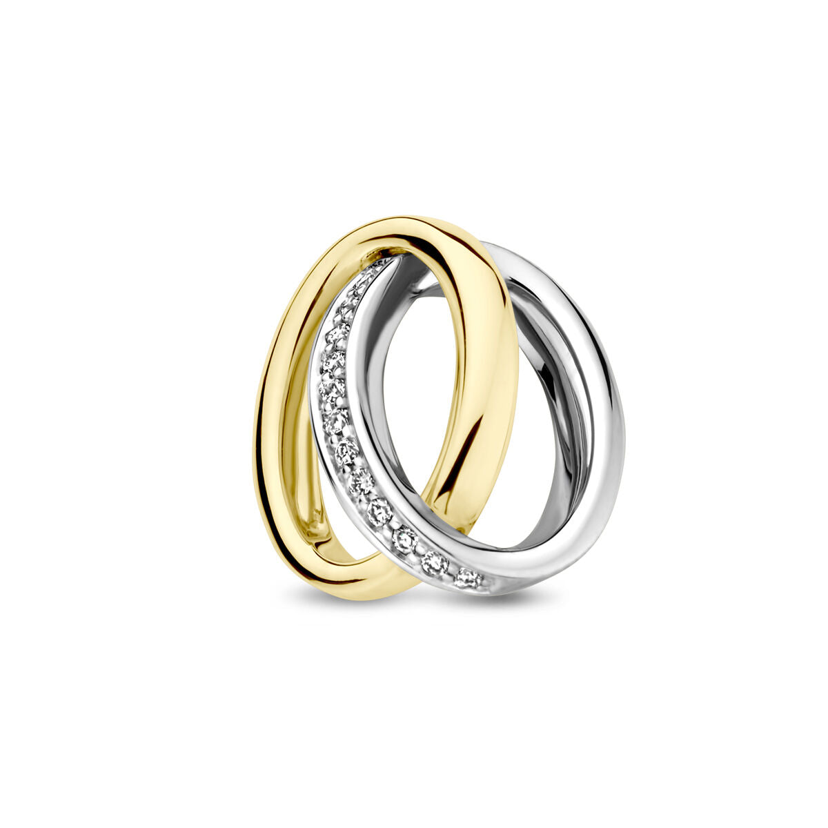 pendentif en or bicolore jaune et blanc avec un diamant de 0,05 ct.