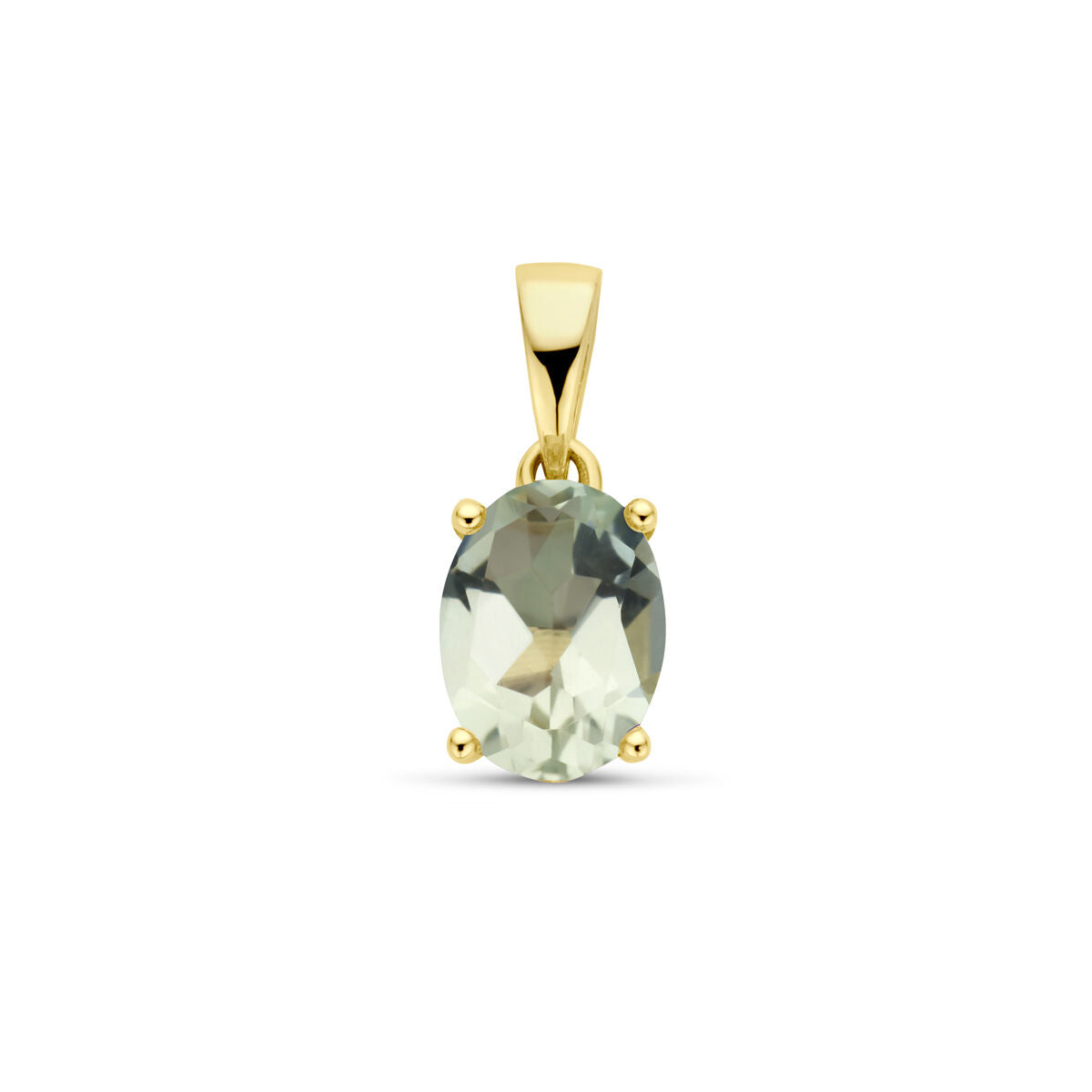 pendentif en améthyste verte avec monture en or jaune 14K.