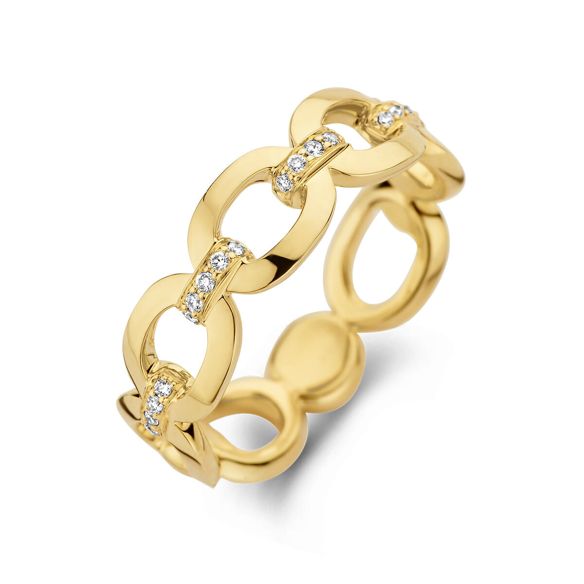 ring schakel diamant 0.08ct h si 14K geelgoud