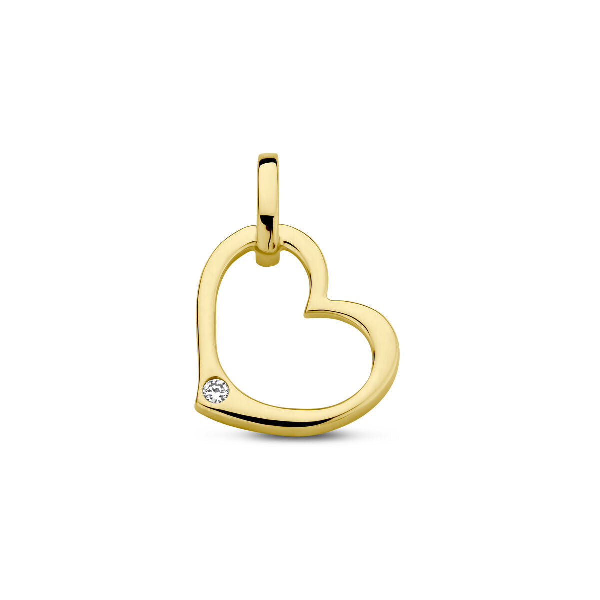Pendentif en forme de cœur en or jaune 14K avec un diamant de 0,01 ct.