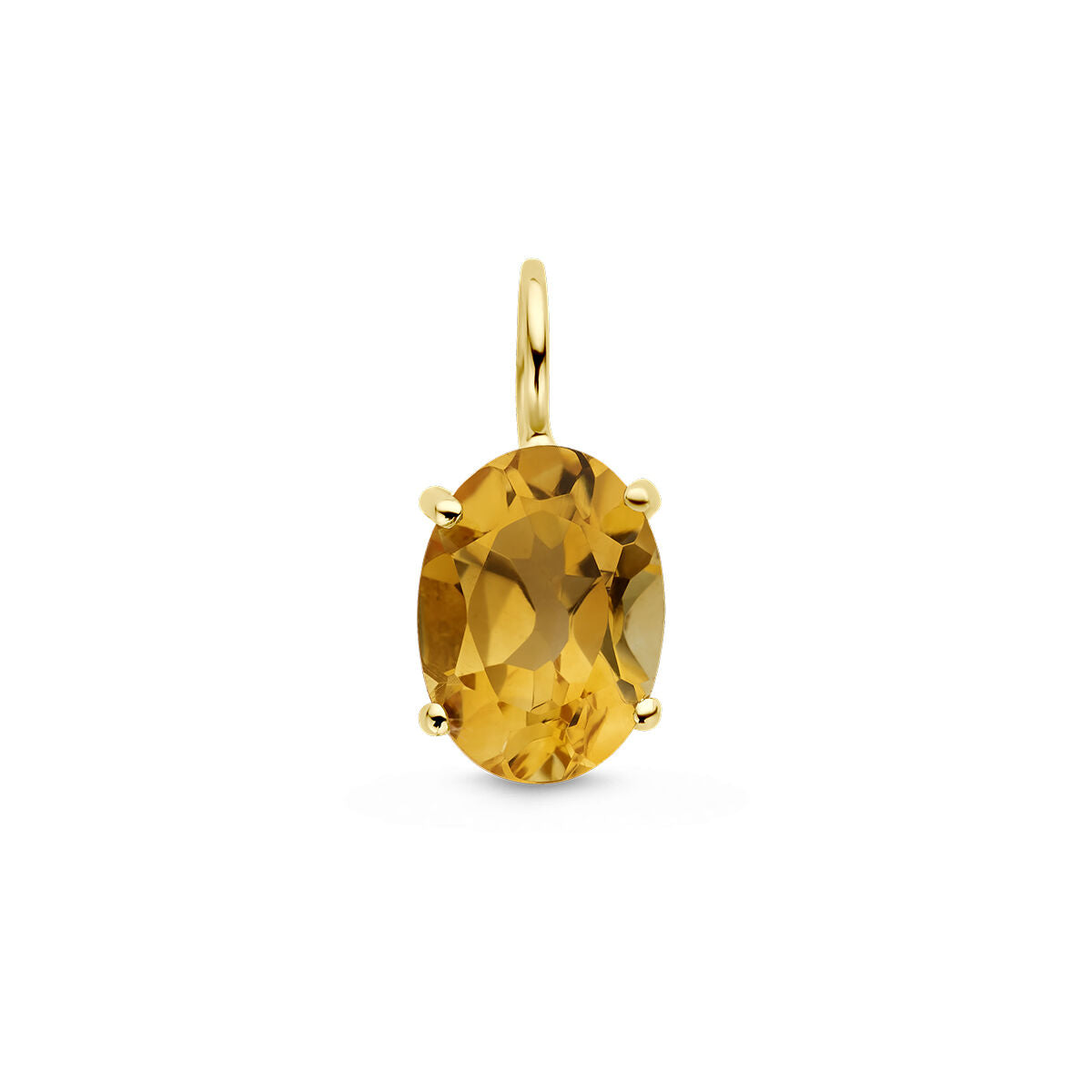 pendentif en citrine ovale sertie en or jaune 14K.