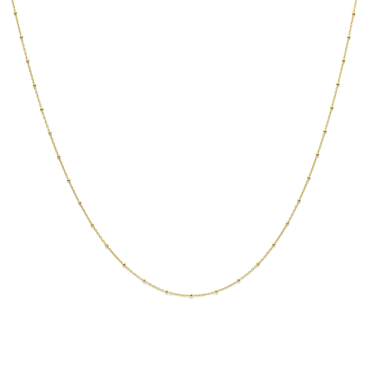 Collier en or jaune 14K avec des billes de 1,3 mm, longueur de 41 + 3 cm.