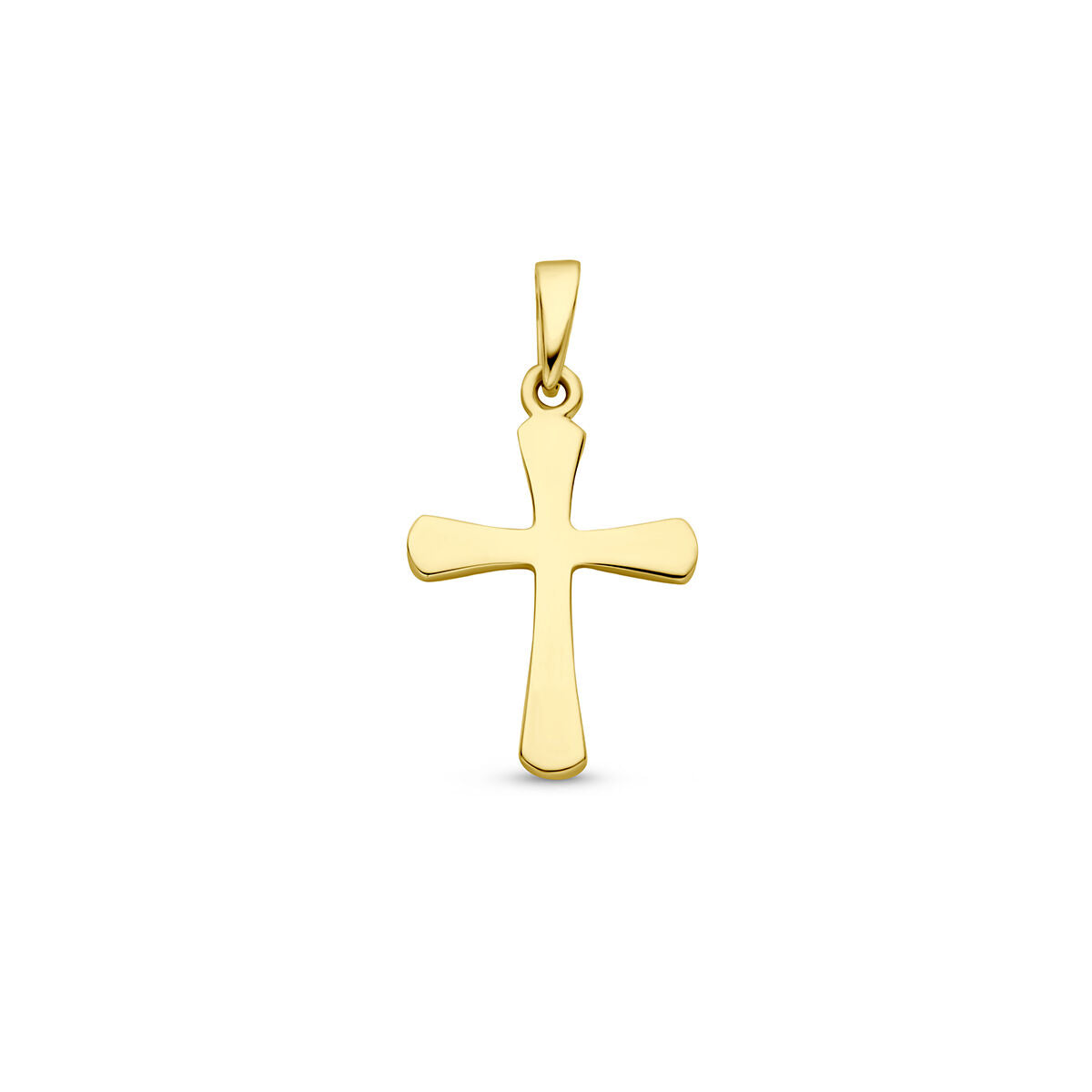 pendentif croix en or jaune 14 carats, finition lisse et brillante.