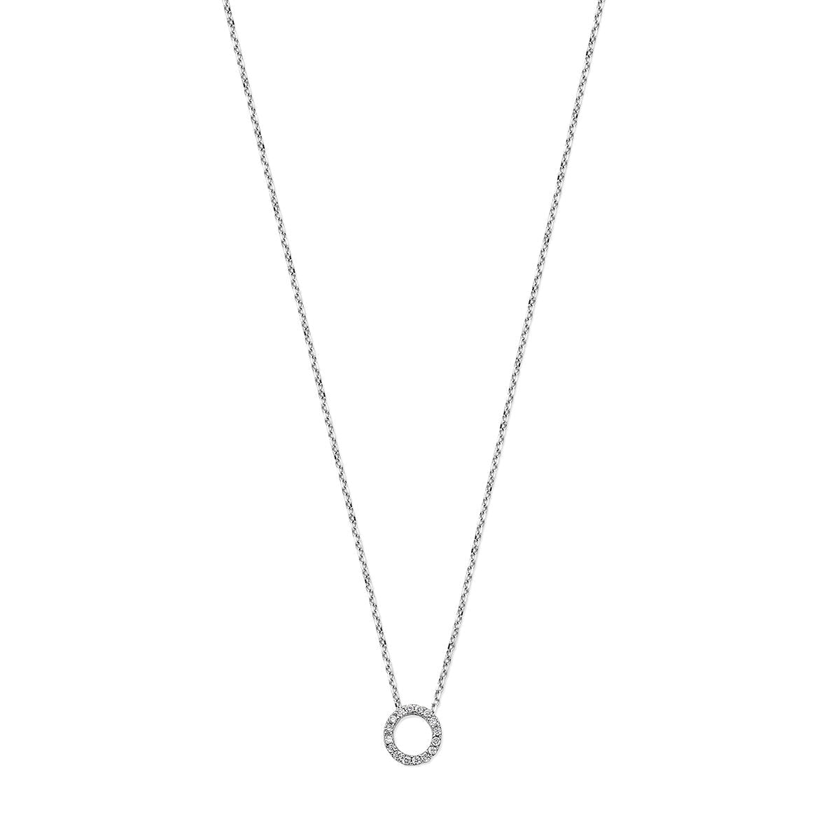 Collier en or avec un cercle en diamant, en or blanc 14K.