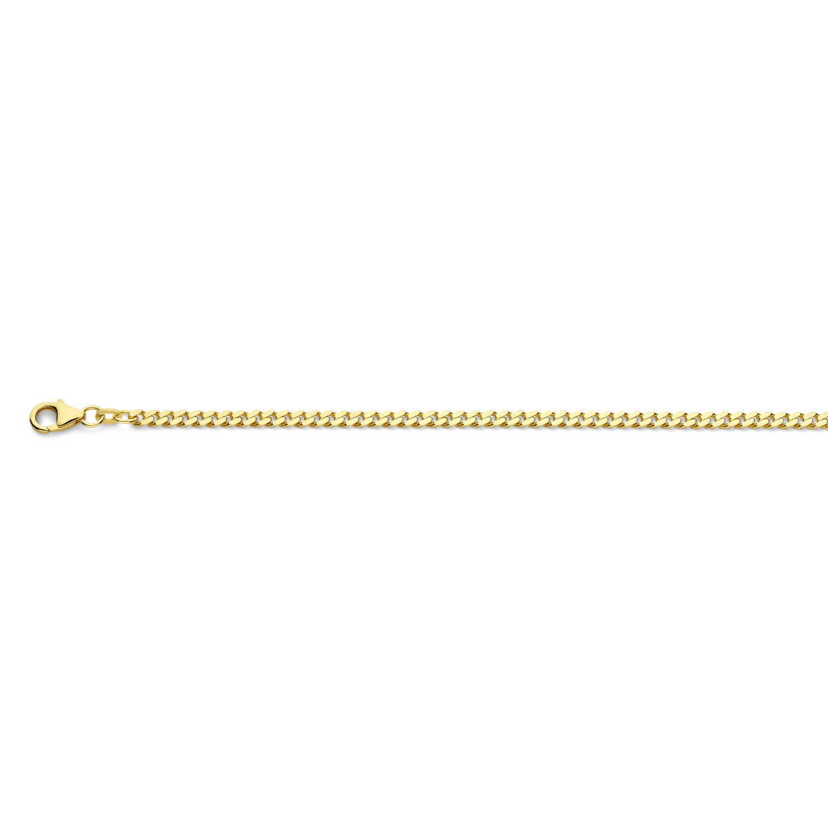 Collier en or jaune massif 14K, gourmette 4 côtés, 3,4 mm de large.