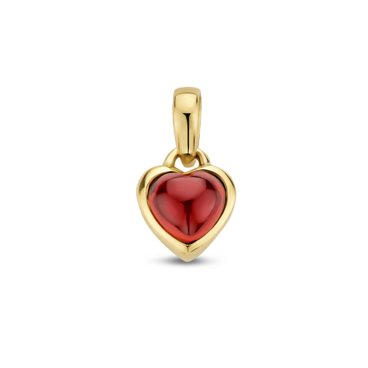 pendentif en forme de cœur en grenat, en or jaune 14K.