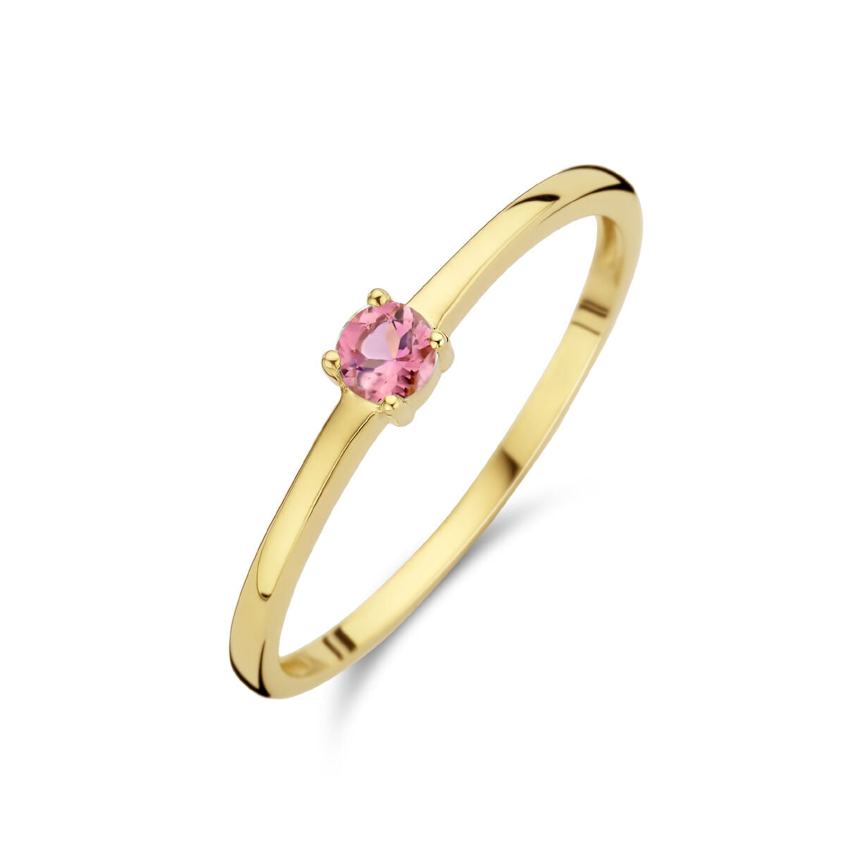Bague en or jaune 14K avec une pierre de tourmaline rose.