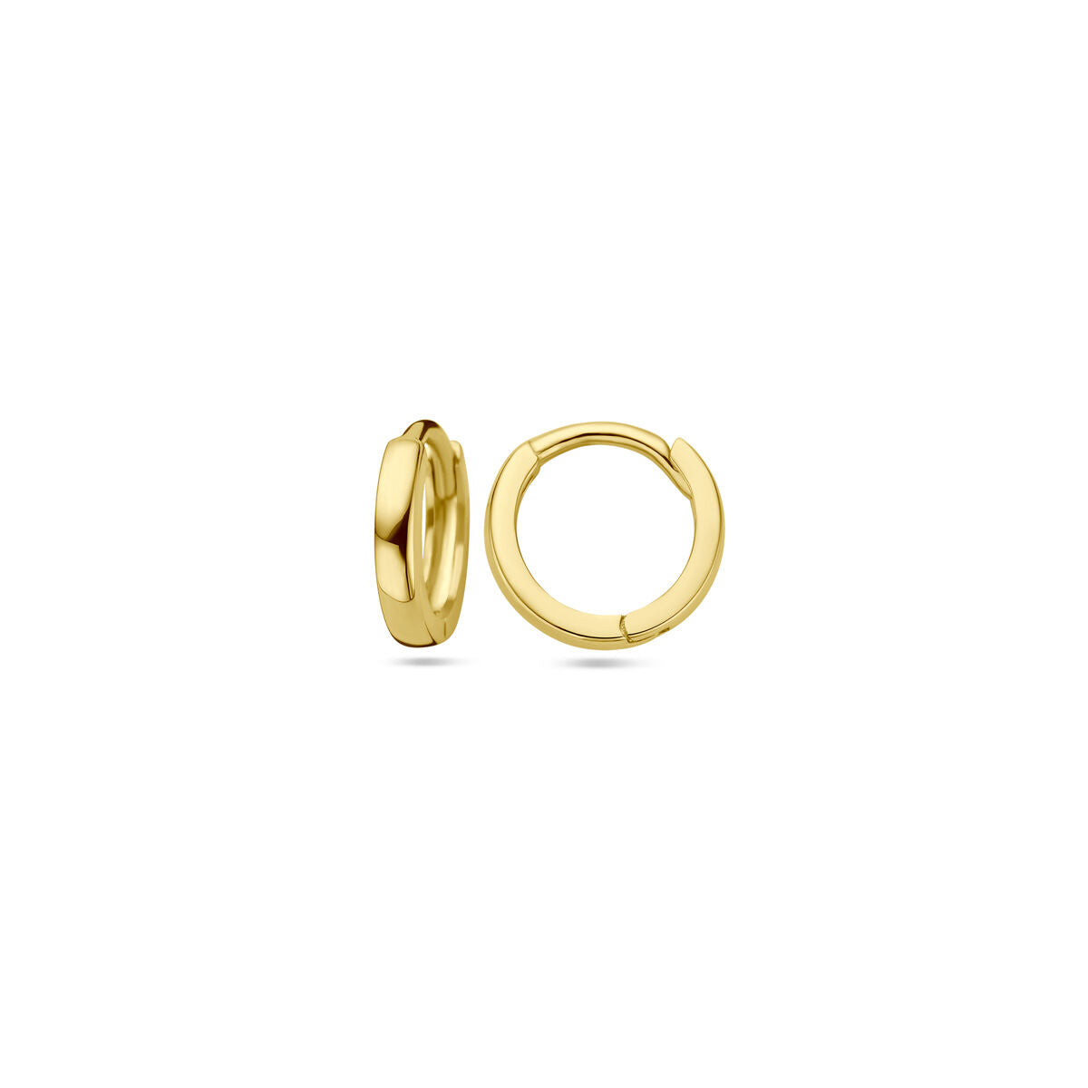 Boucles d'oreilles en or jaune 14K, de forme ronde avec un fermoir.