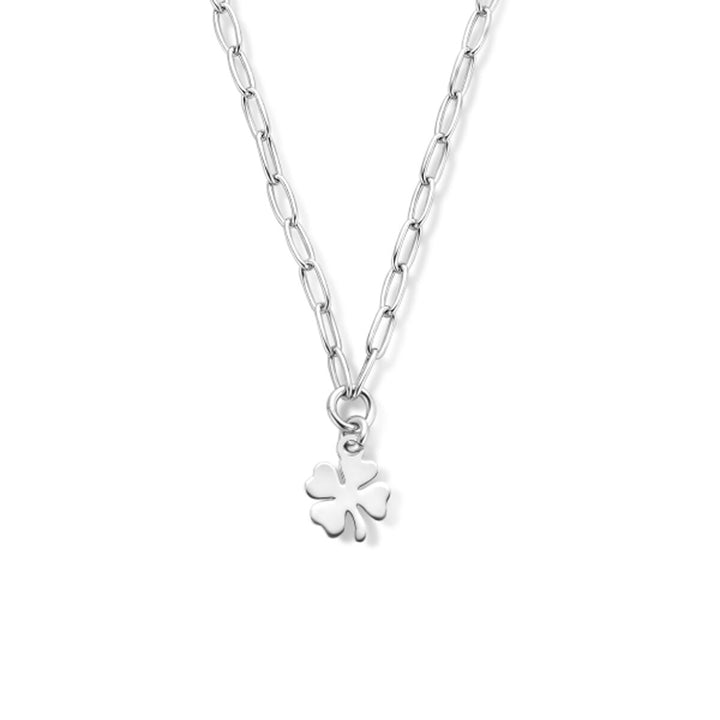collier klaver 40 + 5 cm zilver gerhodineerd