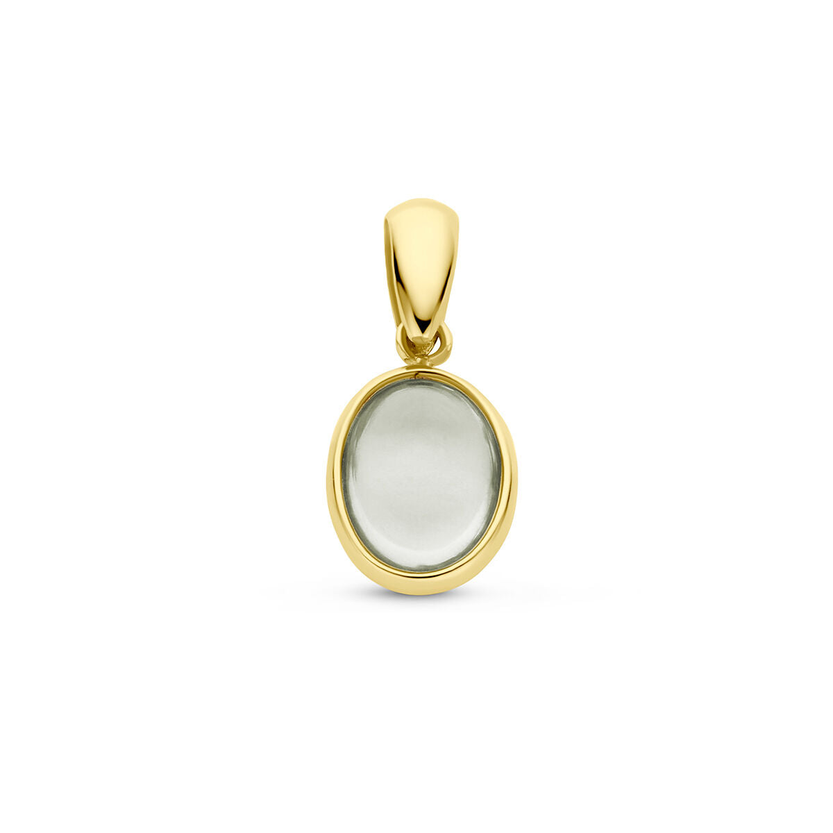 pendentif en améthyste verte en or jaune 14K, forme ovale.