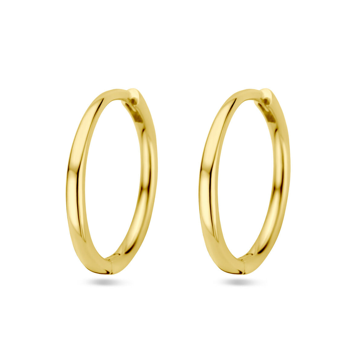 Boucles d'oreilles en or jaune 14K, de forme ronde et lisse.