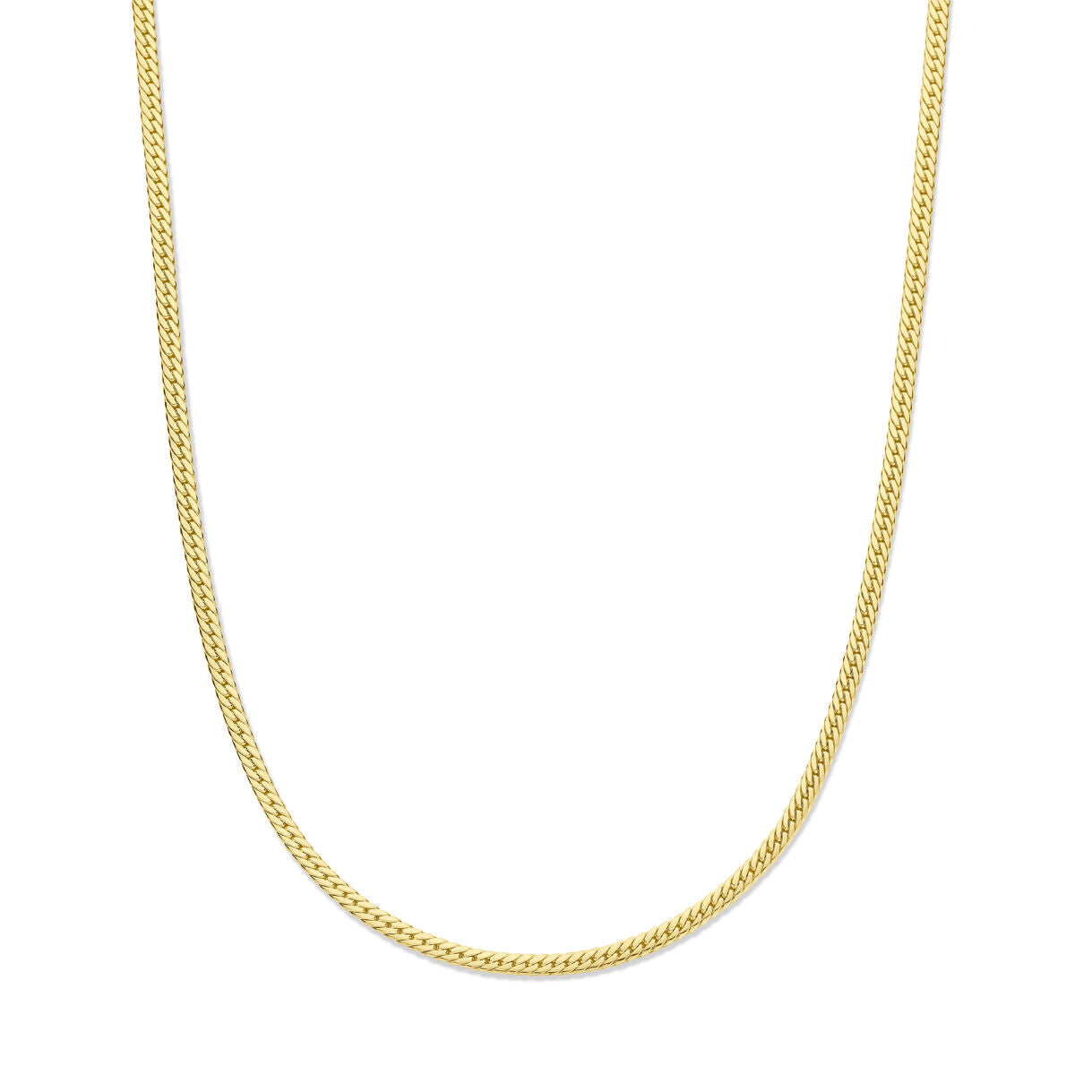 Collier gourmette en or jaune 14K de 3,4 mm et 43 cm de long.