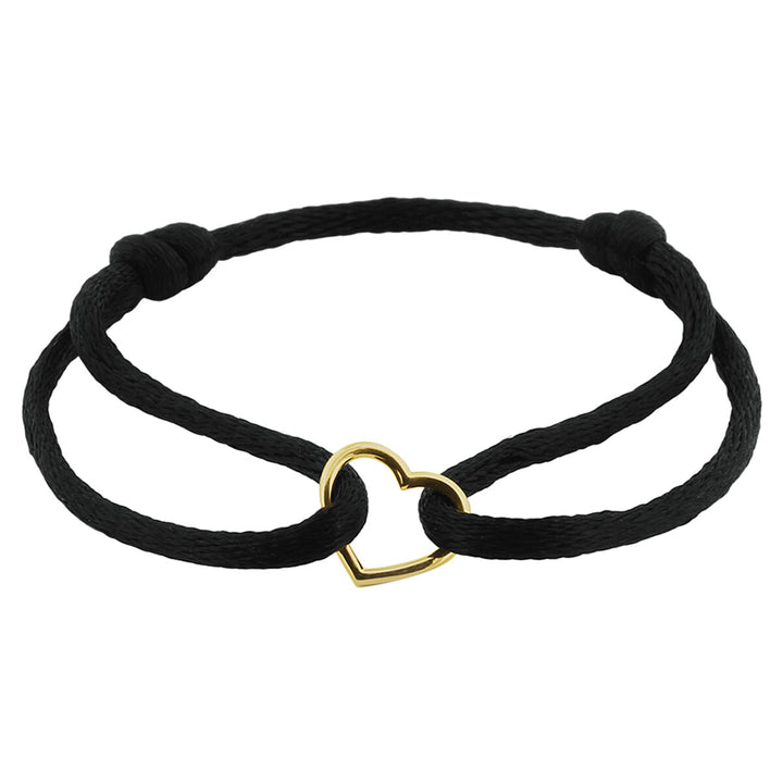 armband satijn hart 14K goud met rubber/nylon/leer