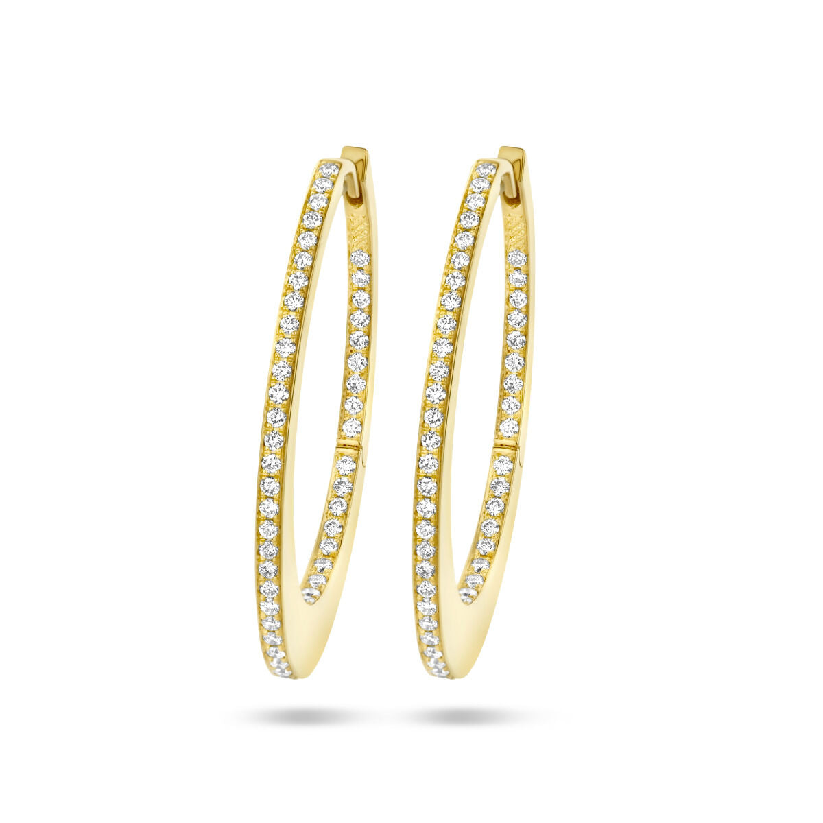 Boucles d'oreilles en or jaune 14K avec diamants de 0,42 ct (2x 0,21 ct) sertis.