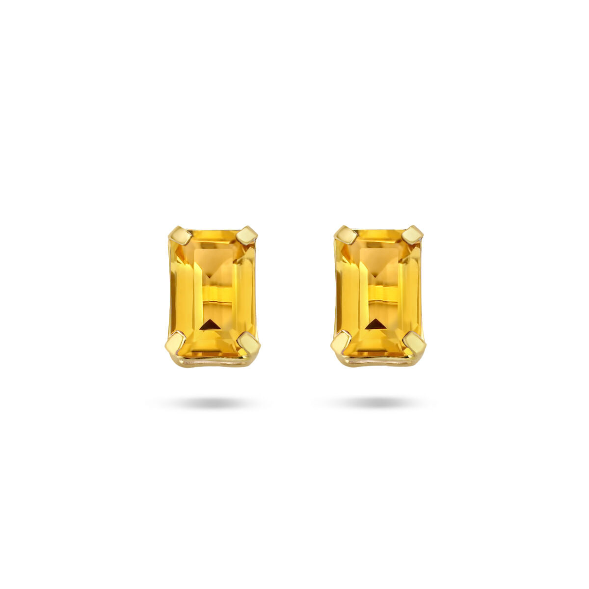 Boucles d'oreilles en citrine en or jaune 14K, forme rectangulaire.