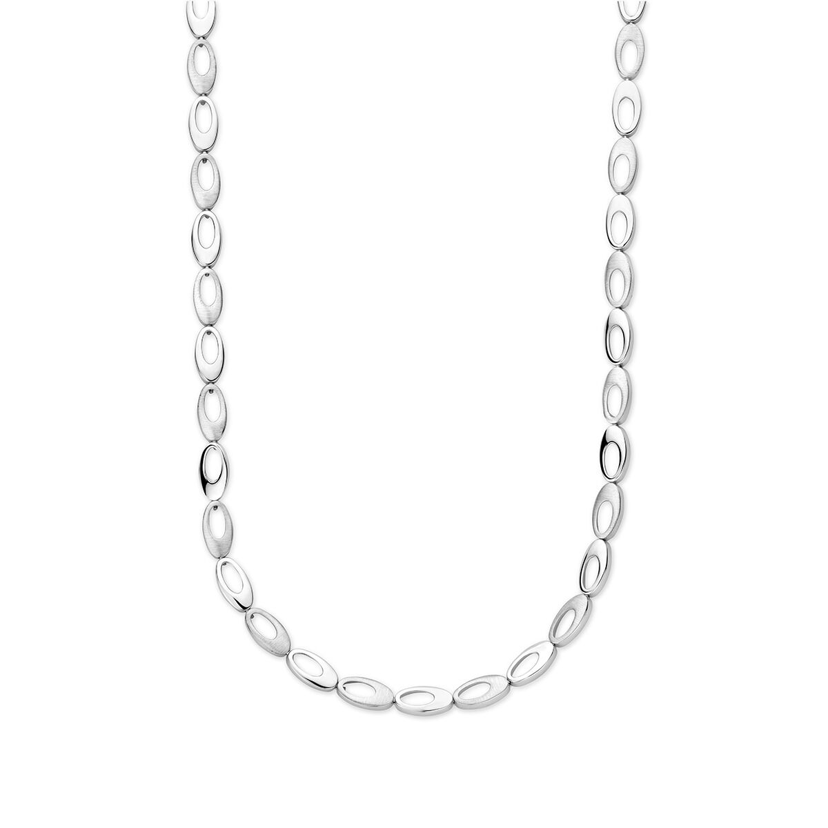 Collier en argent rhodié poli et mat de 45 cm avec maillons ovales de 7,0 mm.