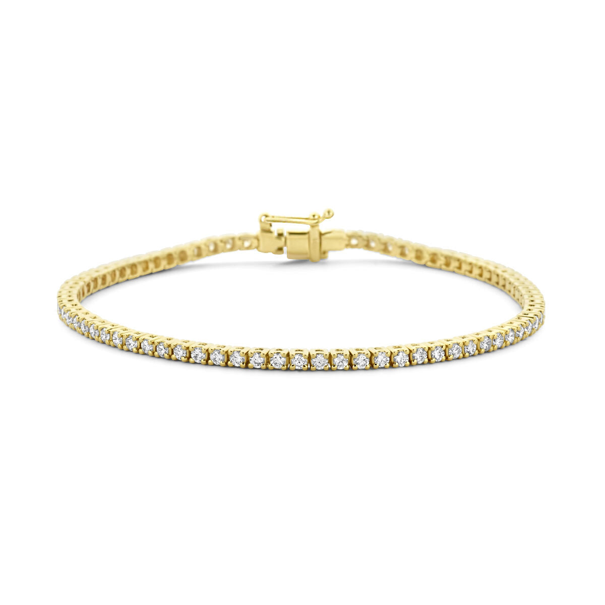 Bracelet en or jaune 14K avec diamants de 2,00 ct, largeur de 2,3 mm et longueur de 17,5 cm.