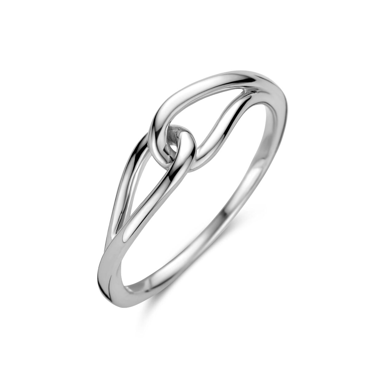 bague en argent rhodié avec un design entrelacé élégant