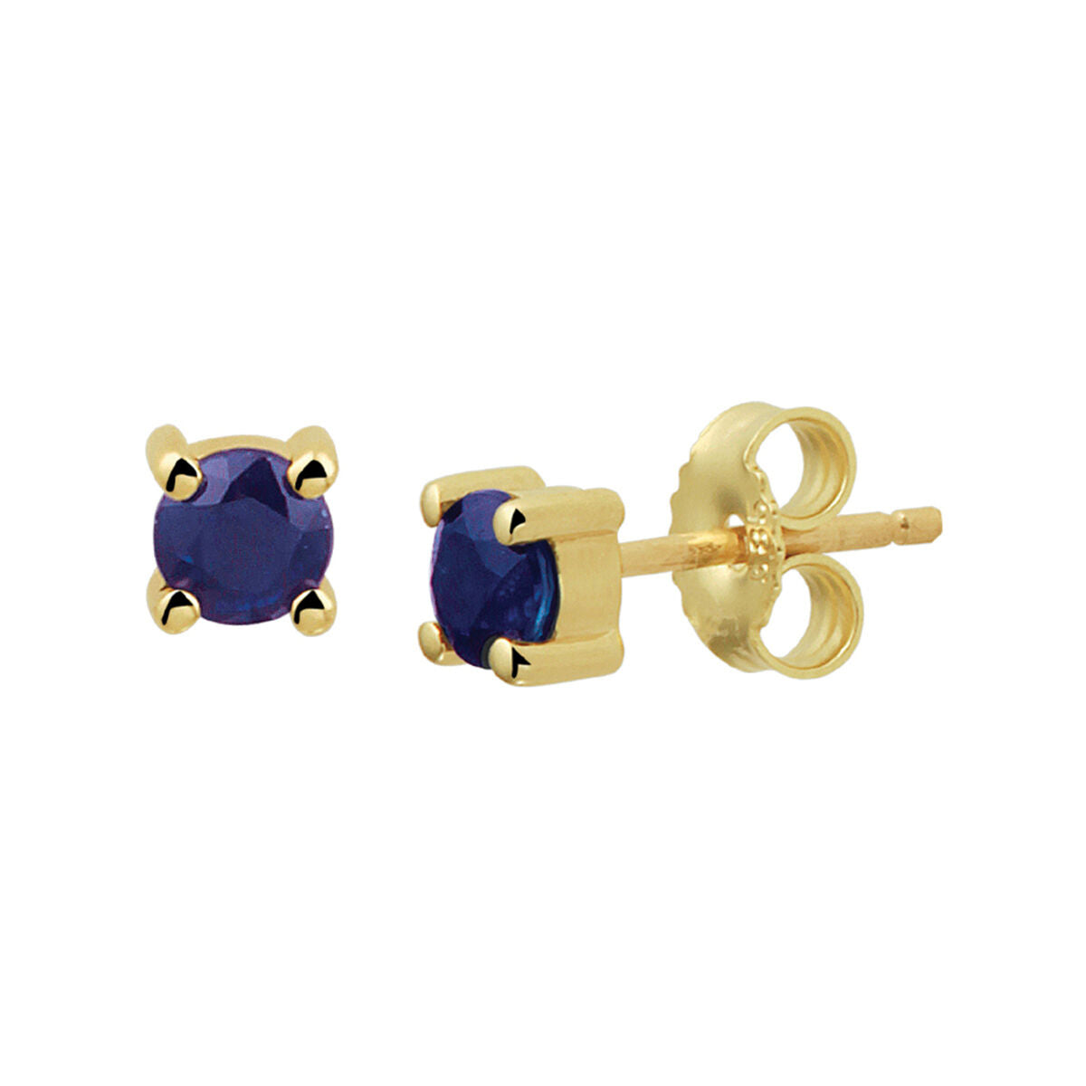Boucles d'oreilles en or jaune 14K avec saphirs ronds.
