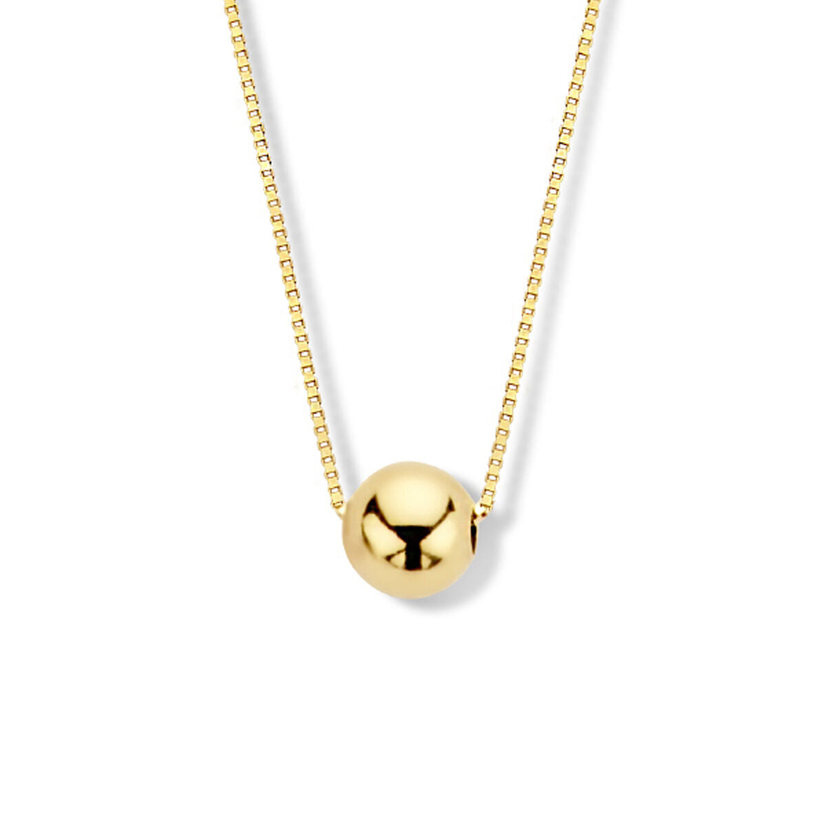 Collier en or jaune 14K avec une boule lisse, longueur de 40 cm + 1,5 cm.