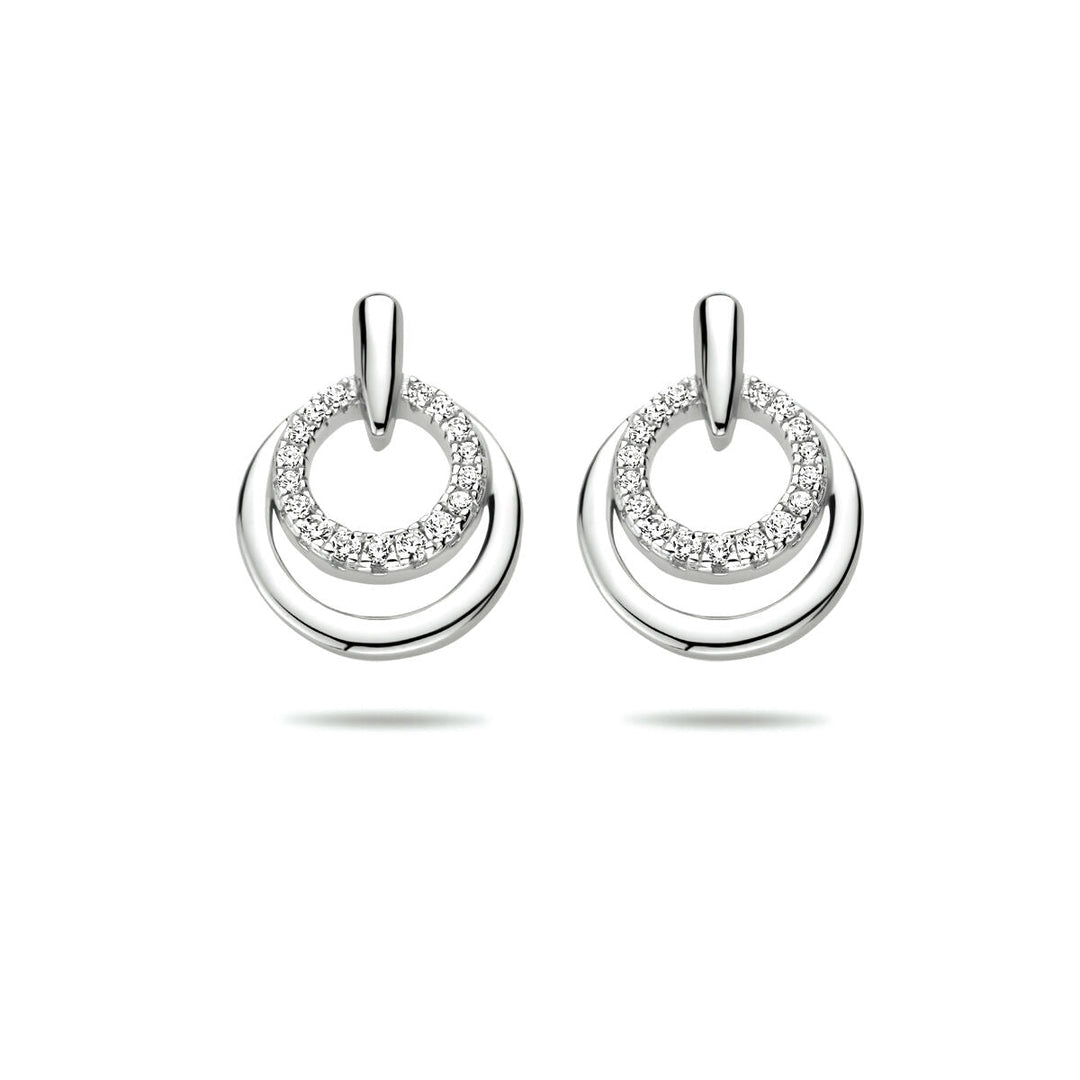 oorknoppen zirkonia zilver gerhodineerd