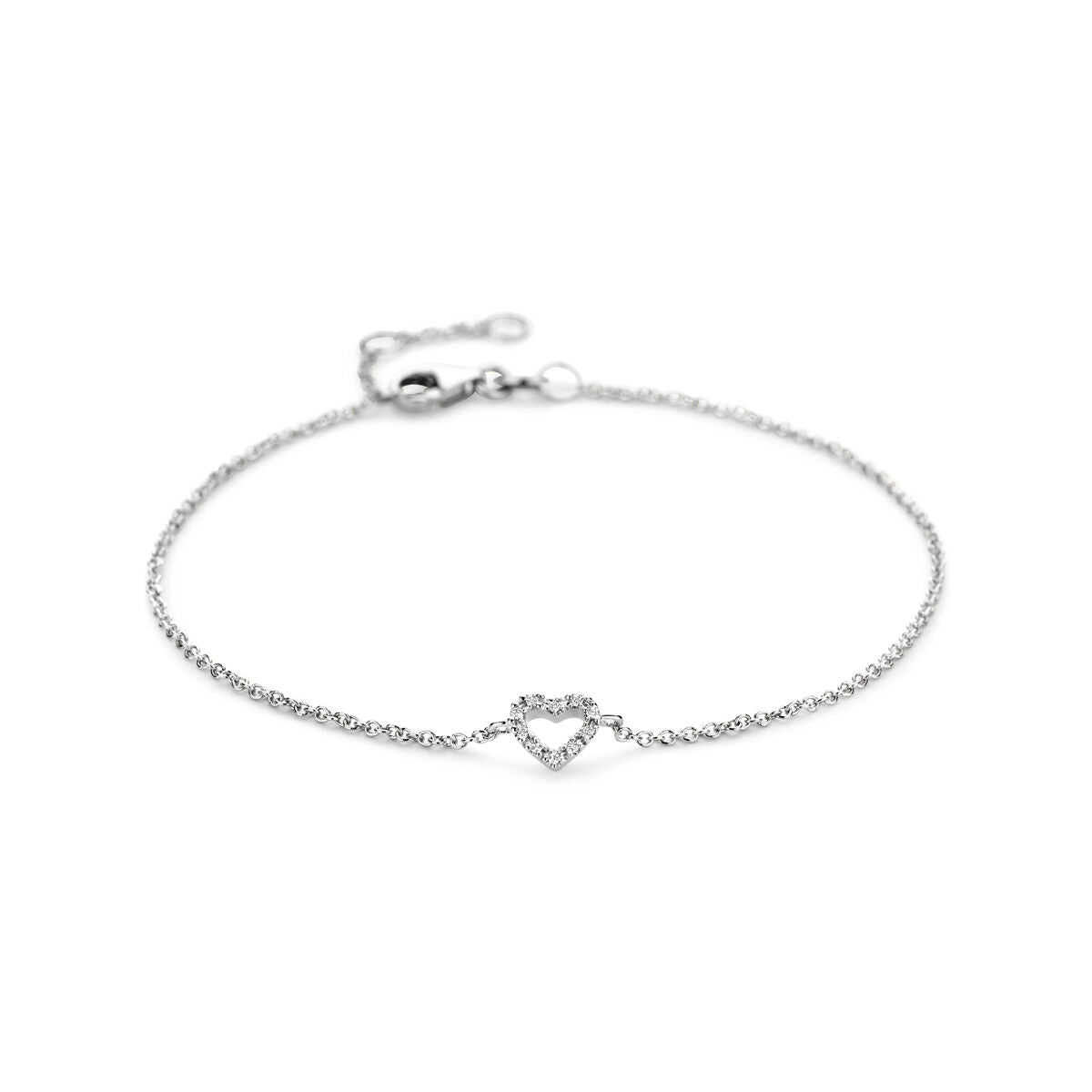 Bracelet en or jaune avec un cœur en diamant en or blanc 14K.