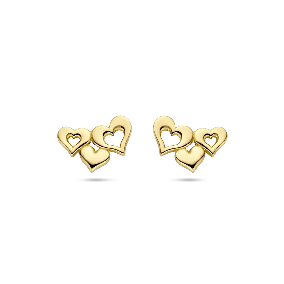 puces d'oreilles cœurs 14K or jaune