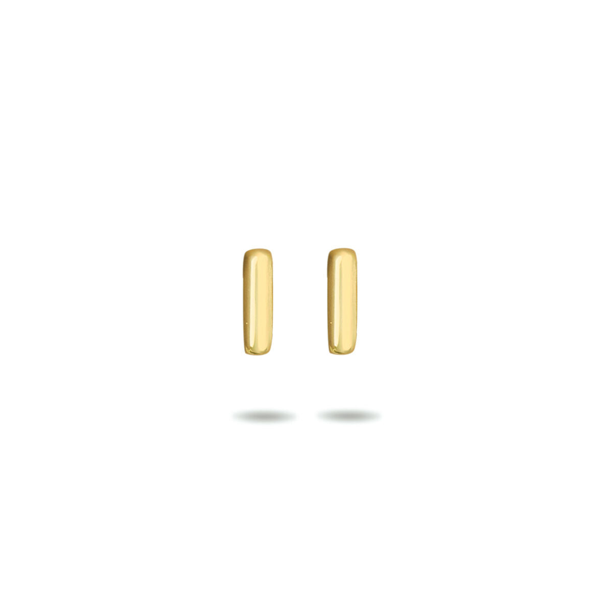 Boucles d'oreilles en or jaune 14K avec une forme rectangulaire.
