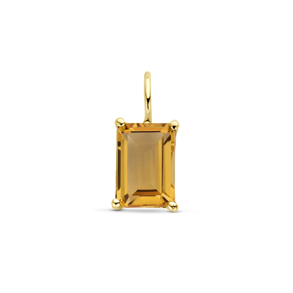 pendentif en citrine en or jaune 14K, forme rectangulaire.